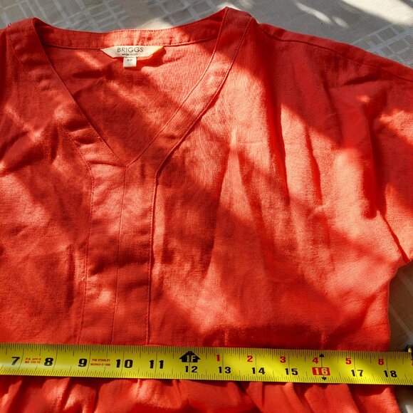 Briggs New York Linen Blend Dress Orange With Pockets, Size S - Picture 4 of 7